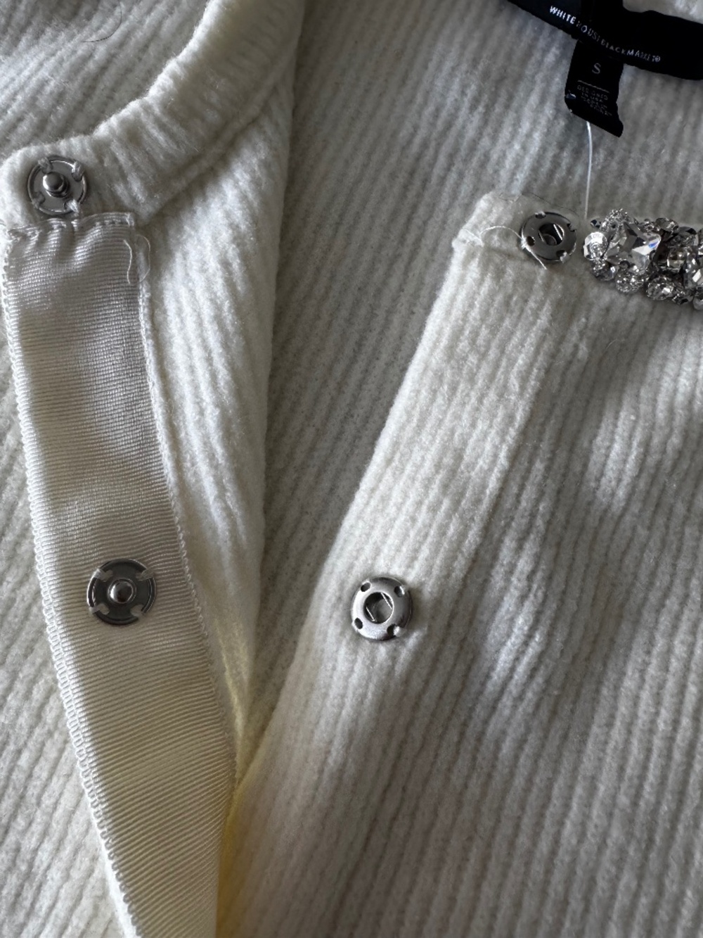 WHBM Embellished Button-Front Cardigan Sparkle Snap Buttons Size S NWT - Picture 6 of 8